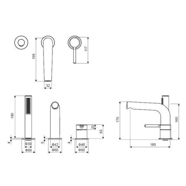 Смеситель на борт ванны Excellent Pi AREX.1233WH белый матовый