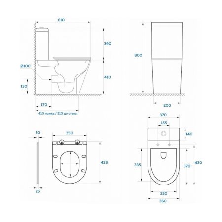 Унитаз напольный WesnaArt OCEAN 102-OCE12, белый