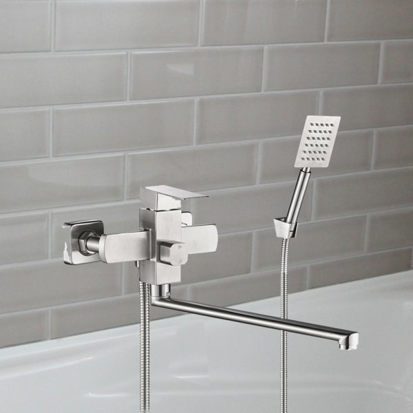 Смеситель для ванны WesnaArt KUBUS KUB13-320, сатин