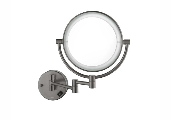 Зеркало косметическое настенное с подсветкой 5х Aquatek AQ4915BGM, оружейная сталь