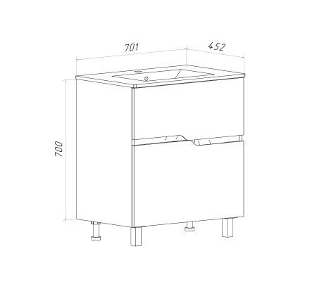 Тумба Runo Палермо 70 напольная под умывальник Teffy 70 (00-00004157)