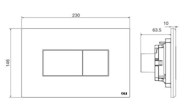 Кнопка смыва Oli 23х1х14.6 для инсталляции, пластик, цвет Хром (CG27000011629)