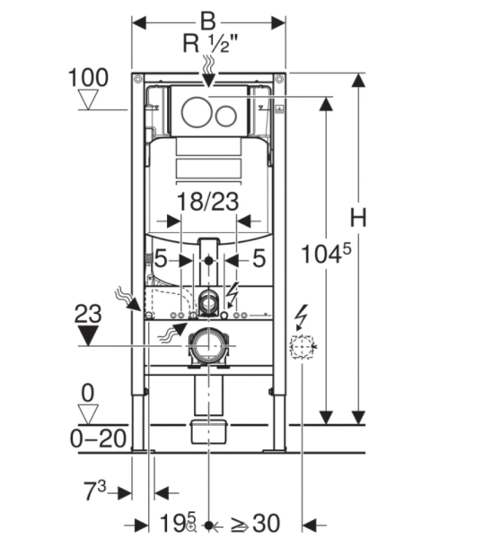Система инсталляции Geberit DuoFix 111.301.KJ.5 для подвесного унитаза, с кнопкой смыва