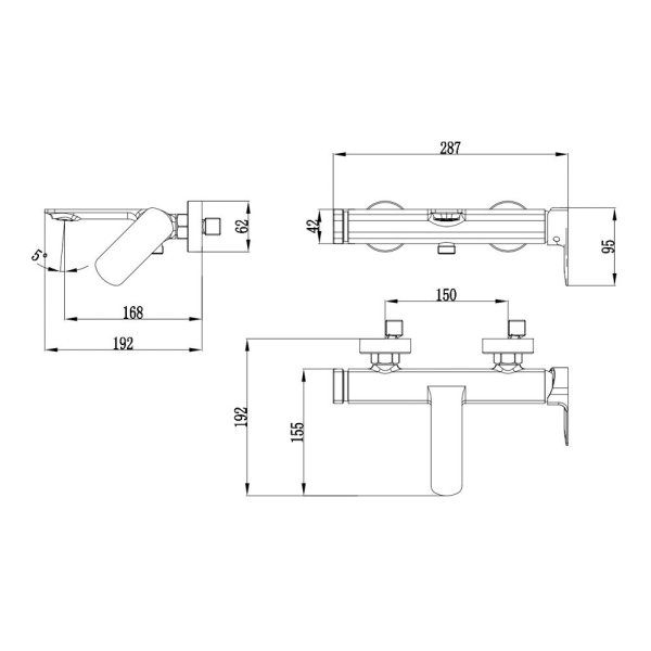 Смеситель для ванны однорычажный AQUAme Monza AQM6312BG, с душевым набором, 3 режима, Brushed gold