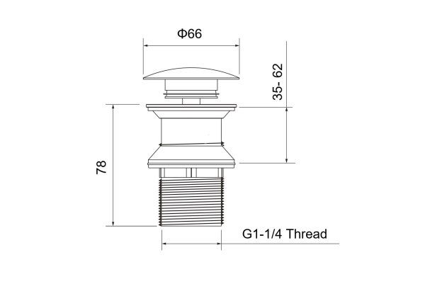Донный клапан для раковины Push-open без перелива Aquatek AQ6003PG, золото полированное