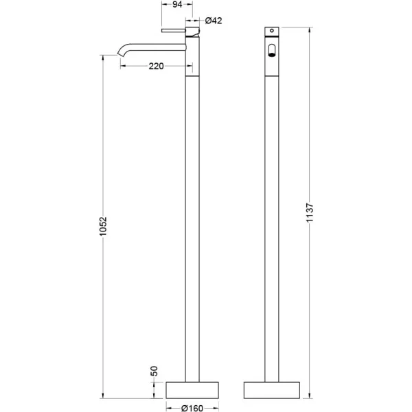 Смеситель напольный для раковины Aquatek Европа AQ1309BG без донного клапана, золотой матовый