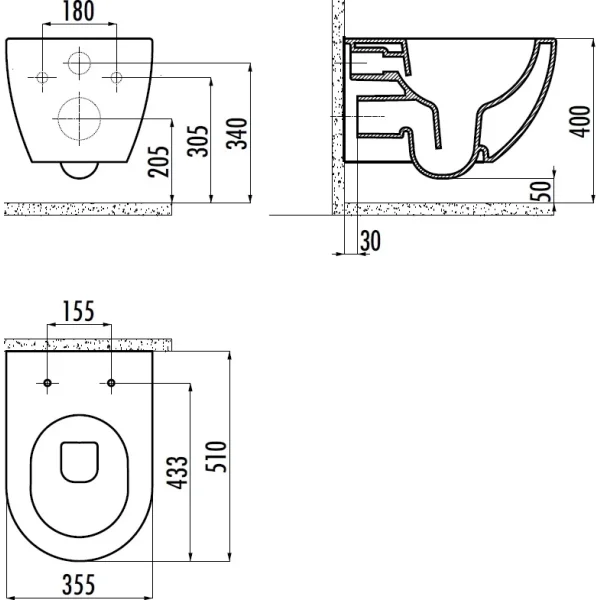 Унитаз подвесной Creavit Free FE322-11MB00E-0000 безободковый, белый матовый