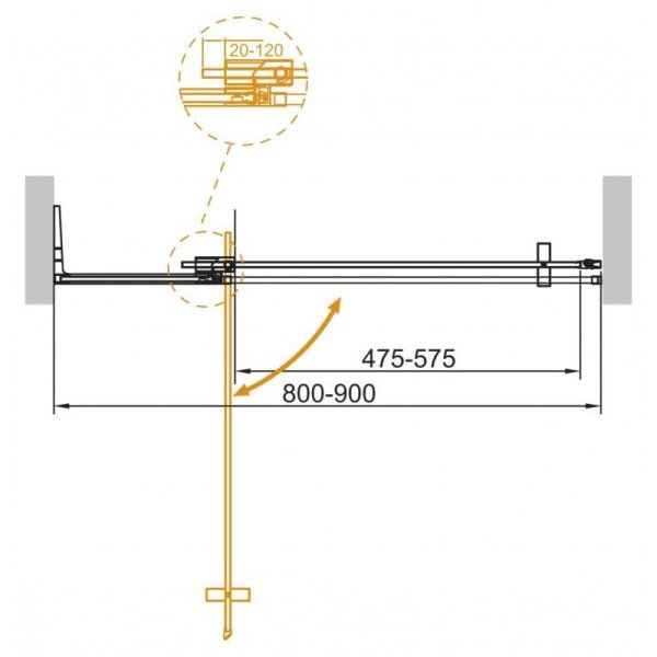 Душевая дверь в нишу Cezares Slider SLIDER-B-1-90/100-C-NERO прозрачное стекло