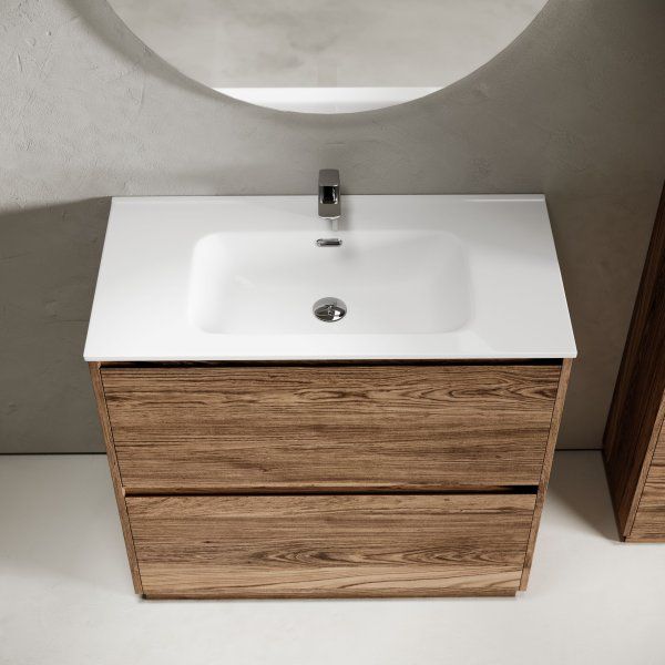 Тумба под раковину SANCOS Libra Floor напольная, 890х450х840, c двумя ящиками оснащенными доводчиками, дуб чарльстон,  LB90FECH