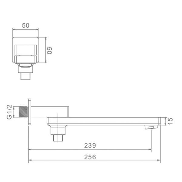 Излив поворотный встраиваемый Raglo для ванны и душа 25см с функцией переключения латунь, хром (R473.73)