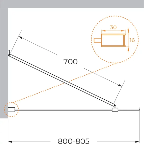Шторка на ванну Cezares Liberta LIBERTA-V-1-TB-80/155-C-NERO 80 см, профиль черный матовый, стекло прозрачное