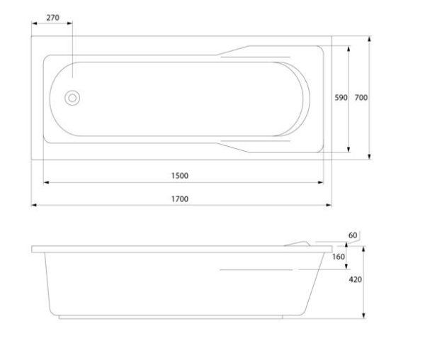 Акриловая ванна Cersanit Santana WP-SANTANA*170 170x70