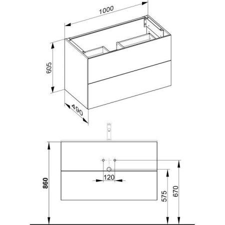 Тумба с раковиной Keuco Stageline 32872180100 100 кашемир