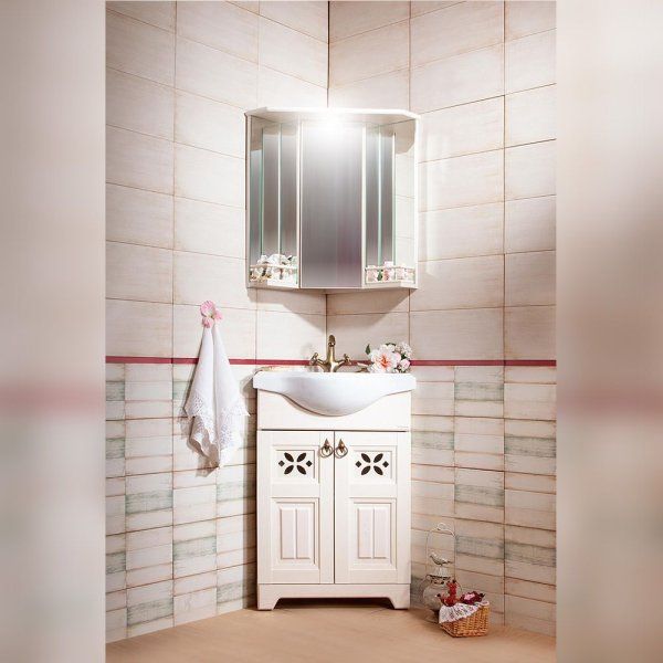 Зеркальный шкаф Бриклаер КАНТРИ с балюстрадой, бежевый дуб прованс