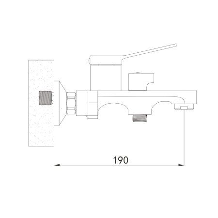 Смеситель для ванны однорычажный  Shevanik S6202, Хром