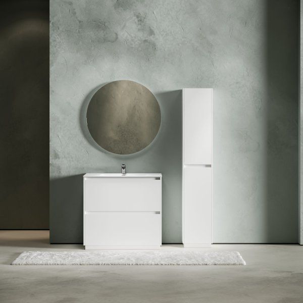 Тумба под раковину SANCOS Libra Floor напольная, 890х450х840, c двумя ящиками оснащенными доводчиками, белый глянец ,  LB90FW