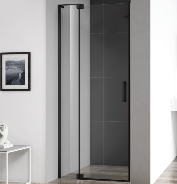 Душевая дверь в нишу Cezares Slider SLIDER-B-1-80/90-GRIGIO-NERO тонированное стекло