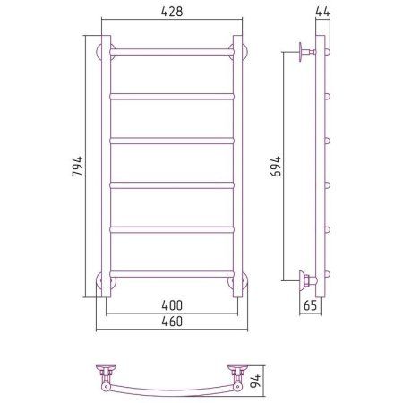 Полотенцесушитель водяной Стилье Версия-H2 80х40 хром