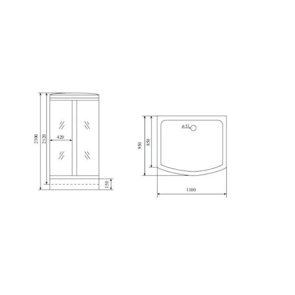 Душевая кабина Timo Lux 110*95*230  (TL-1501)