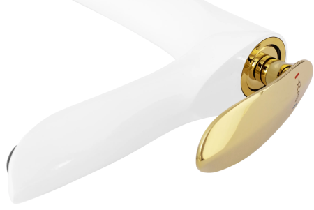 Смеситель для раковины (умывальника) REA ORBIT WHITE GOLD белый/золото низкий, REA-B2052