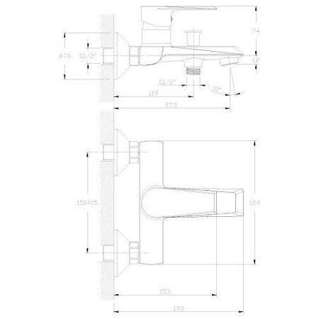 Смеситель для ванны Rossinka RS28 (RS28-31)