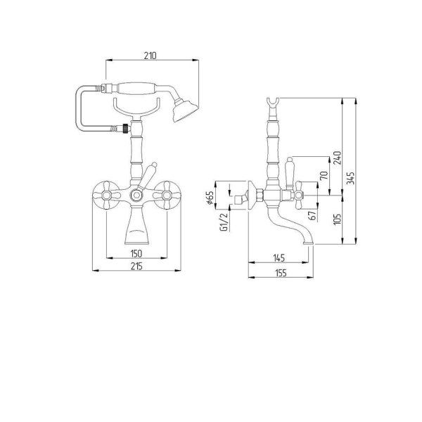 Смеситель для ванны с душем, хром Veragio GIALETTA VR.GLT-6301.CR