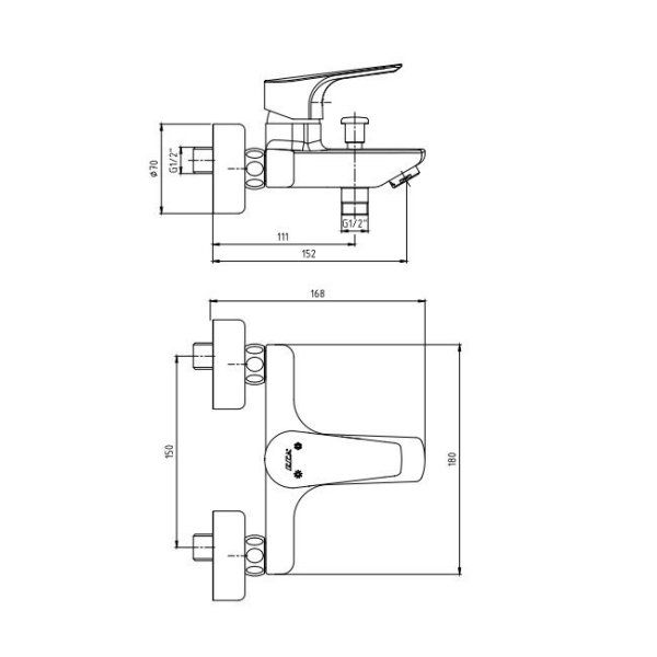 Смеситель E.C.A. Niobe 102102482EX для ванны