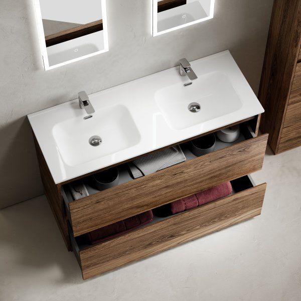 Тумба под раковину SANCOS Libra Floor напольная, 1190х450х840, c двумя ящиками оснащенными доводчиками, дуб чарльстон,  LB120F-2ECH