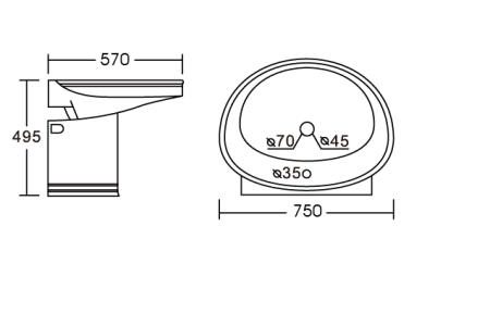Умывальник CeramaLux 1414, Бело-Серый
