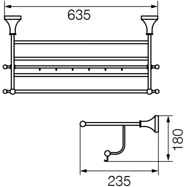Полка для полотенец 63,5 см Veragio Gialetta Dorato VR.GIL-6426.DO