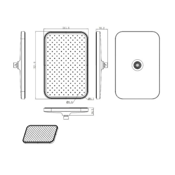 Лейка душевая верхняя Raglo тропический душ 340*220мм пластик/силикон, черный (R451.51.06)