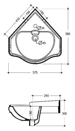 Раковина Migliore Bella 20608 41х41xL57.5 см угловая