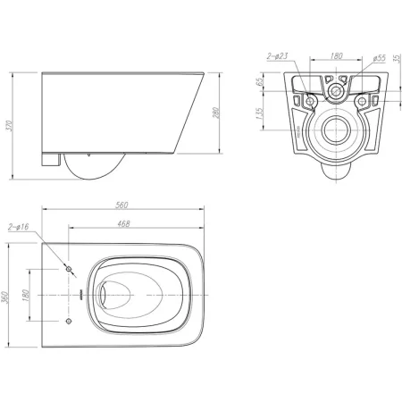 Унитаз подвесной Arrow AB2182H безободковый, белый