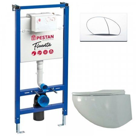 Комплект Pestan СЕТ Fluenta SET40006661PW подвесной унитаз + инсталляция + кнопка смыва PLAY белая