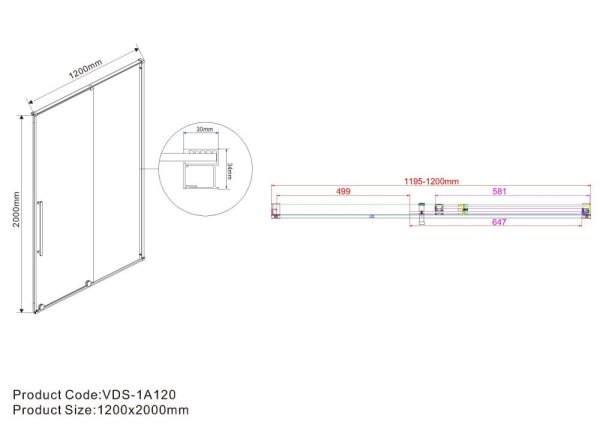 Душевая дверь Vincea Arno VPS-1A120CL 120x200 прозрачное/хром
