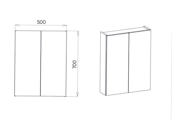Зеркальный шкаф VIANT "Рим" 50 без света 160х500х700 (VRIM50-ZSH)