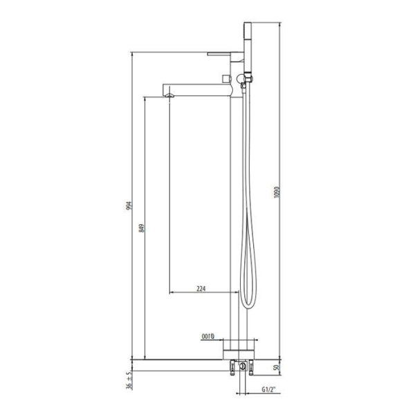 Смеситель Gattoni Circle One 9008/90NO для ванны, черный матовый
