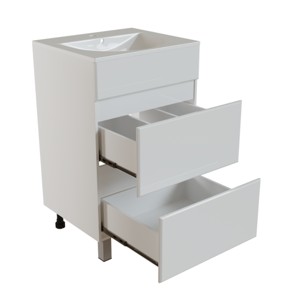 Тумба для ванной MIXLINE "БРИКС-50" 2 ящика под раковину "Breeze 50" мебельный (Sanita Luxe) (ПВХ) (555633)