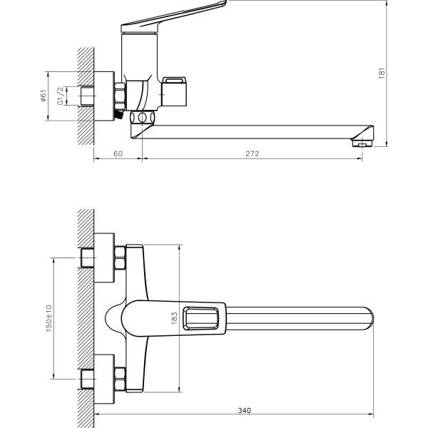 Смеситель для ванны с длинным поворотным изливом RUSH Socotra (ST1235-51)