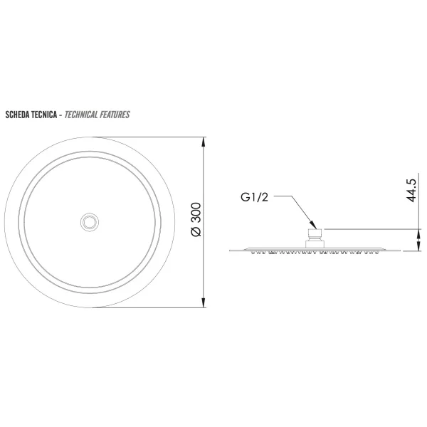 Верхний душ 300 мм Remer 357UFM30X