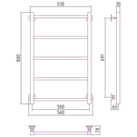 Полотенцесушитель водяной Стилье Версия-КН 80х50 черный