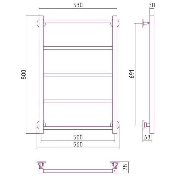 Полотенцесушитель водяной Стилье Версия-КН 80х50 хром