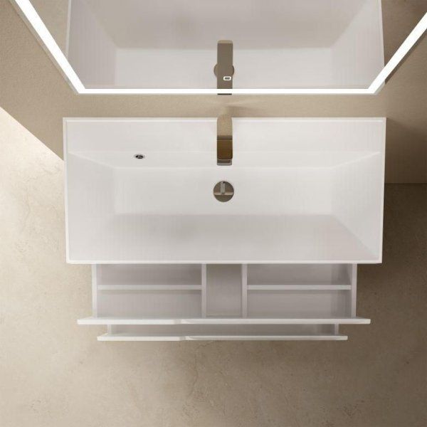Тумба под умывальник подвесная AQUAme "S3" AQM900310WH 100 см., цвет белый глянец.