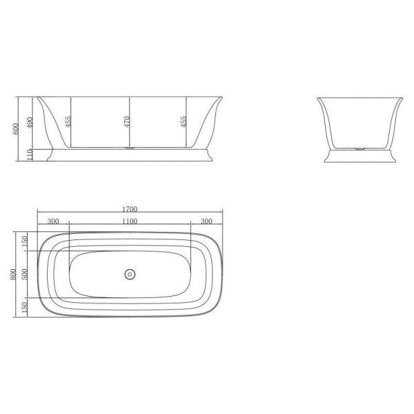 Акриловая ванна BelBagno BB400-1700-800