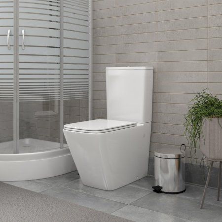 Унитаз напольный безободковый Teymi Helmi, сиденье микролифт T40308