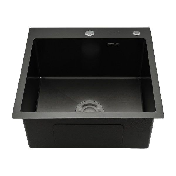 Мойка кухонная с коландером Gappo GS5050-6 50х50 черный