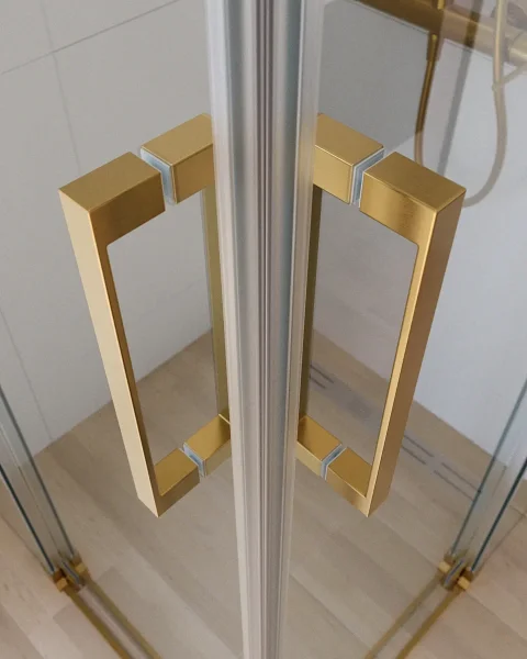 Душевой уголок Cezares Slider SLIDER-AH-2-80/90-90/100-C-BORO 90-100x80-90 см, профиль золотой матовый, стекло прозрачное