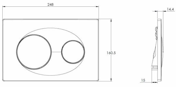 Кнопка смыва Azario 24.8х2.9х16 , пластик, цвет Золото (AZ-8200-0014)