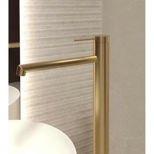 Смеситель напольный для раковины Vincea Rim VFBF-2R1BG золотой матовый