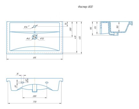 Мебельная раковина Opadiris (KIROVIT) Фостер 4640021064733 80